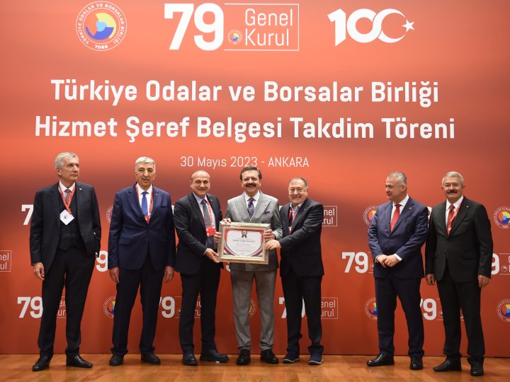 ATSO Başkanı Murat Kırlangıç’a Hizmet Şeref Belgesi
